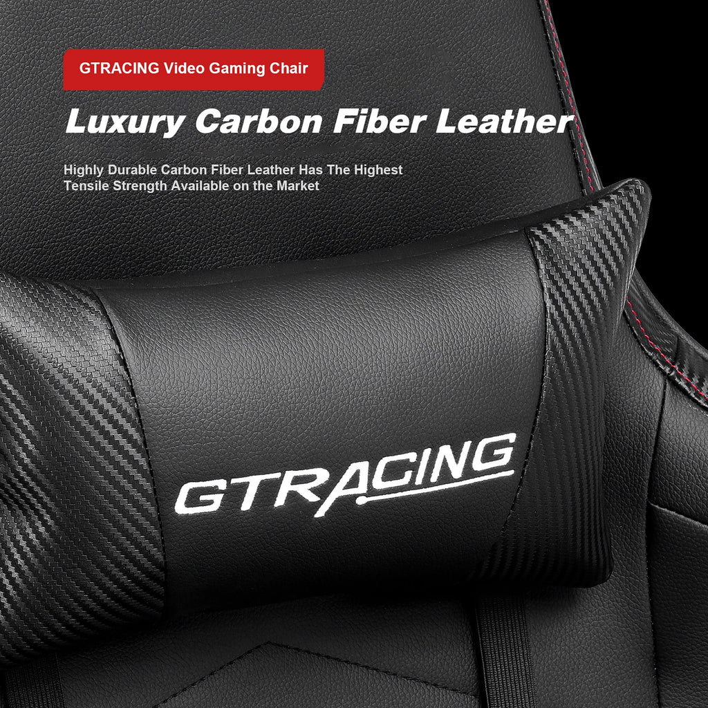 LUCKLIFE Gaming Chair with Speakers Bluetooth and Footrest in Home Office Chair, Black