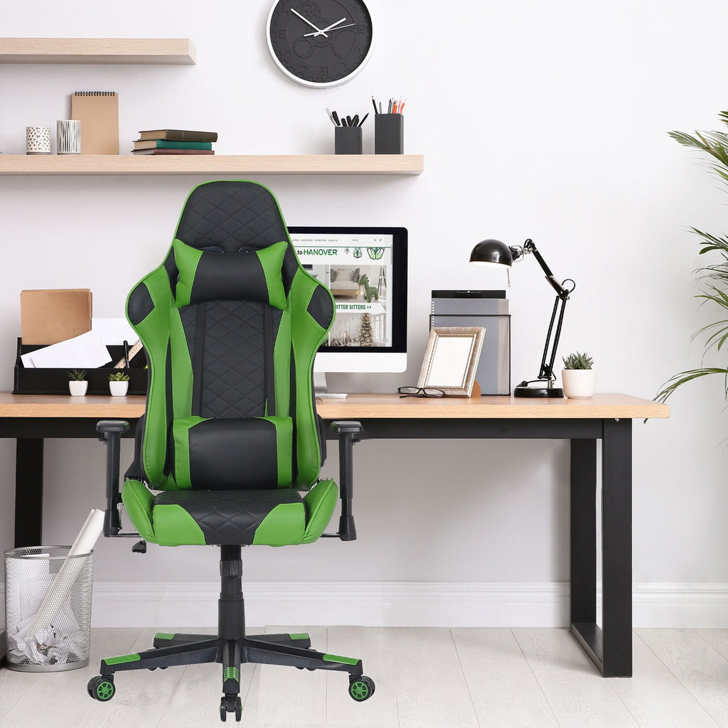 Hanover Commando Green & Black Ergonomic Racer Gaming Chair | Height Adjustable Gas Lift | Tilt Recline | High Quality Padding | HGC0115