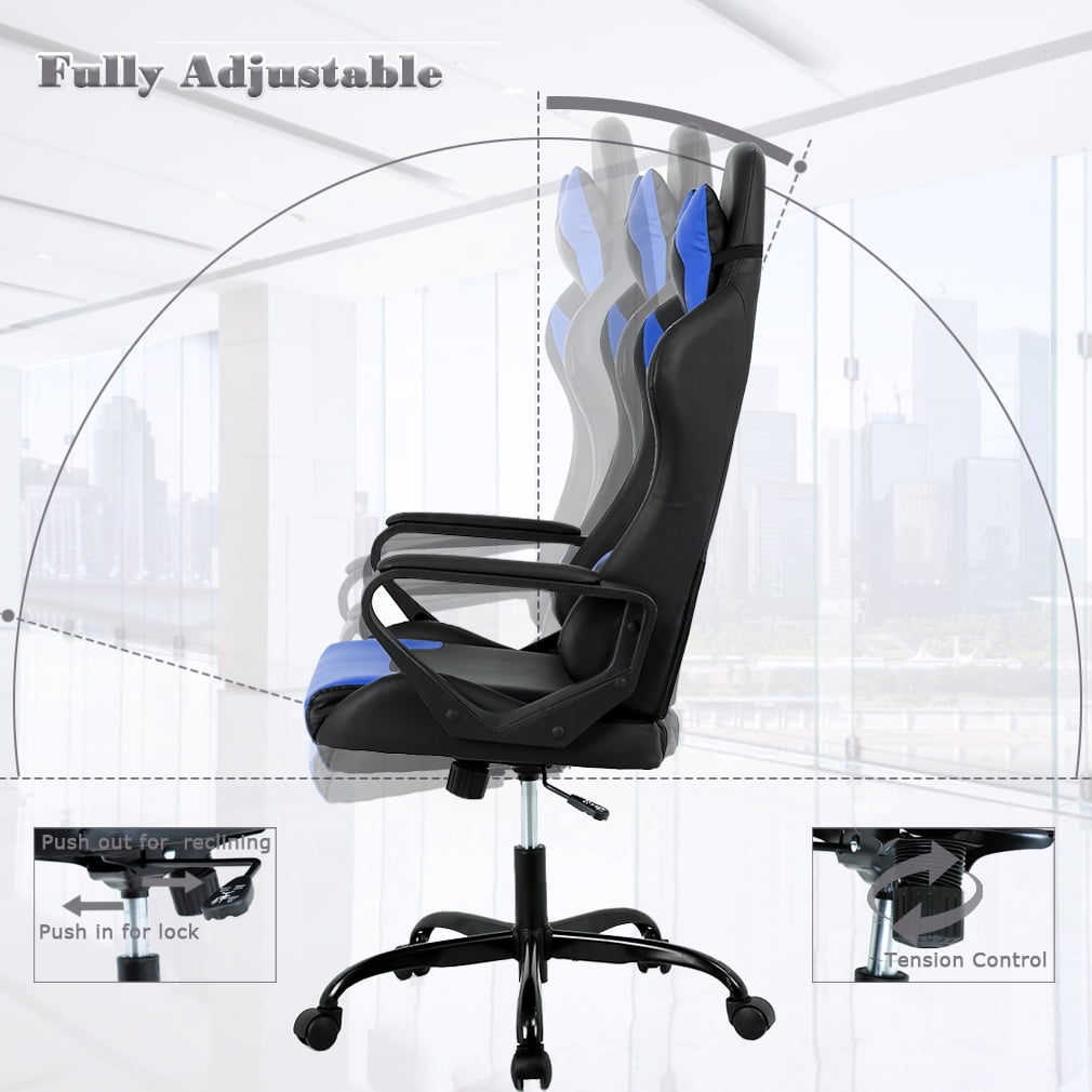 BestOffice Ergonomic & Lumbar Support Swivel Gaming Chair, Blue