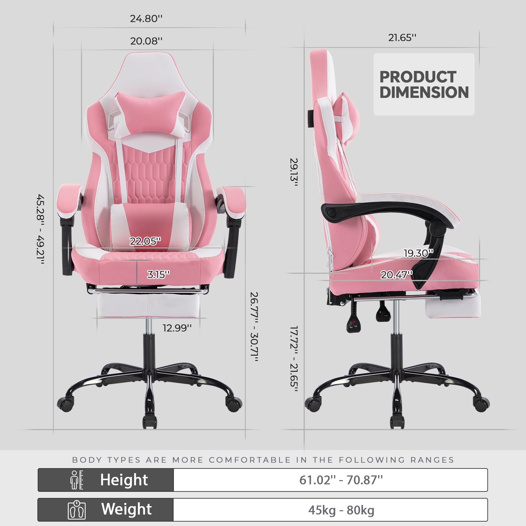 Bananova Ergonomic Gaming Chair High Back Office Chair with Lumbar Support and Adjustable Armrests Swivel Racing Chair, Pink