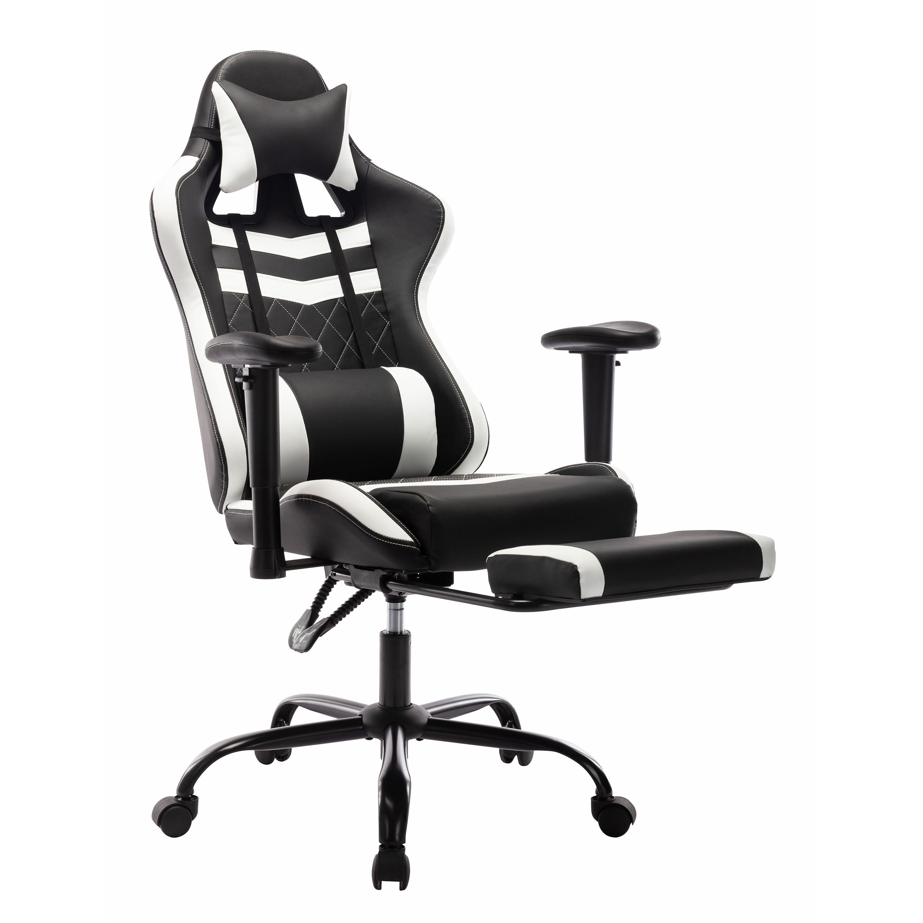 Furniture of America Haver Adjustable Gaming Chair, White and Black