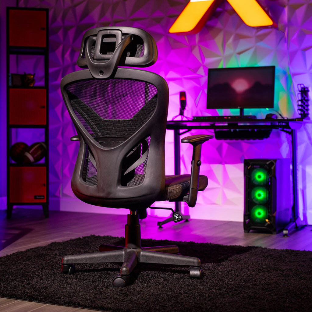 X Rocker Voyage Mesh Gaming Chair, Black, 24.8 x 25 x 41.92-45.66