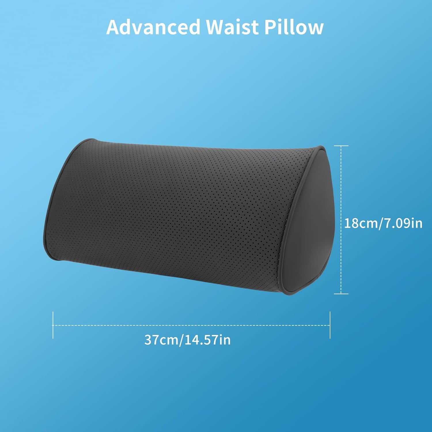 Lumbar Support Pillow for Car Seat and Office Chair, Gaming Chair, Ergonomic Memory Foam Back Cushion Lower Back Pain Relief, Luxury Leather Back Support Pillow, Gray