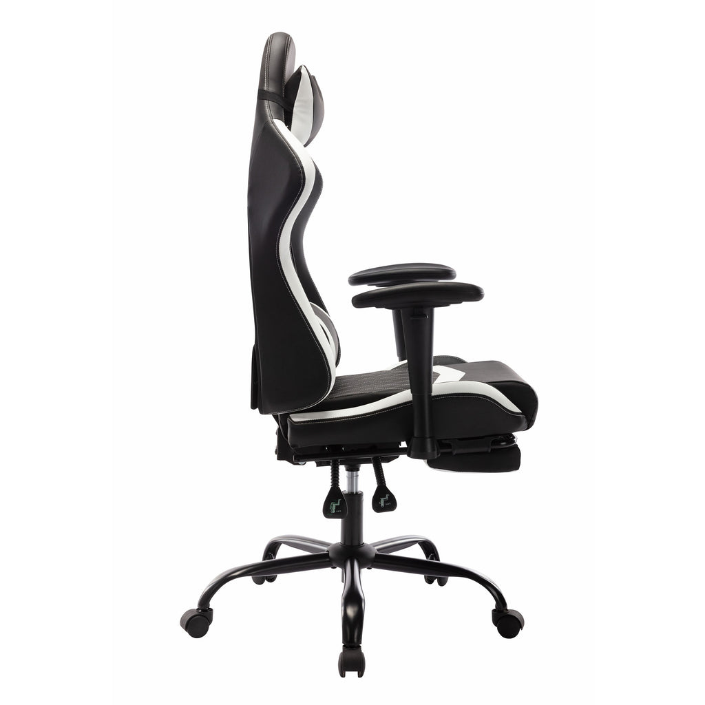 Furniture of America Haver Adjustable Gaming Chair, White and Black