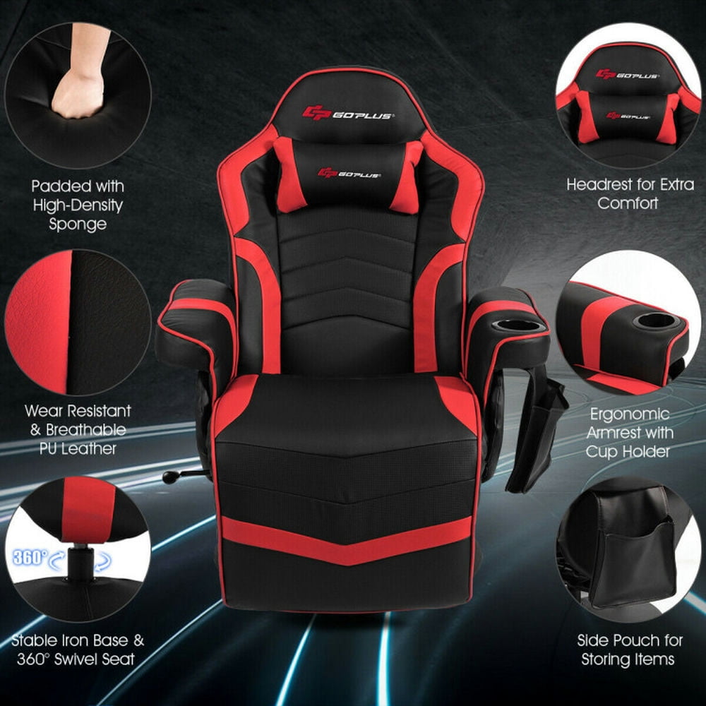 YYAo Gaming Chair, Ergonomic Computer Chair,Desk Chair,Ergonomic High Back Massage Gaming Chair with Pillow-Red