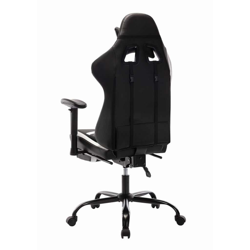 Furniture of America Haver Adjustable Gaming Chair, White and Black