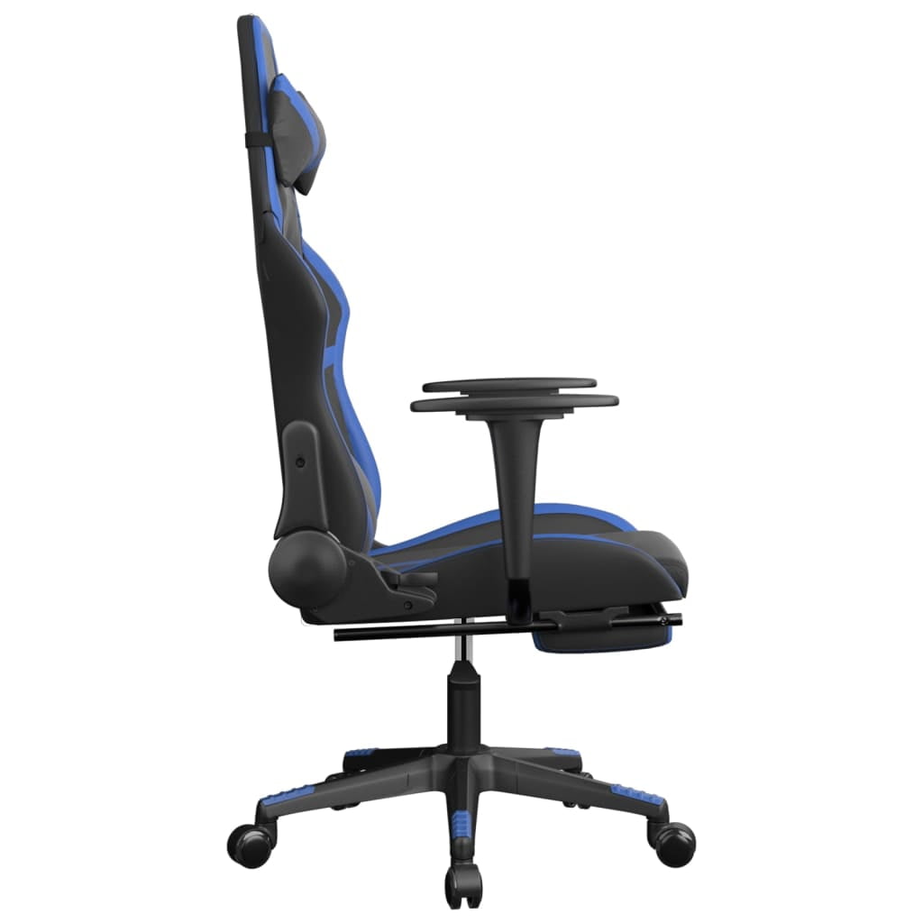 vidaXL Massage Gaming Chair with Footrest, Reclining, Height Adjustable, Swivel, Black & Blue