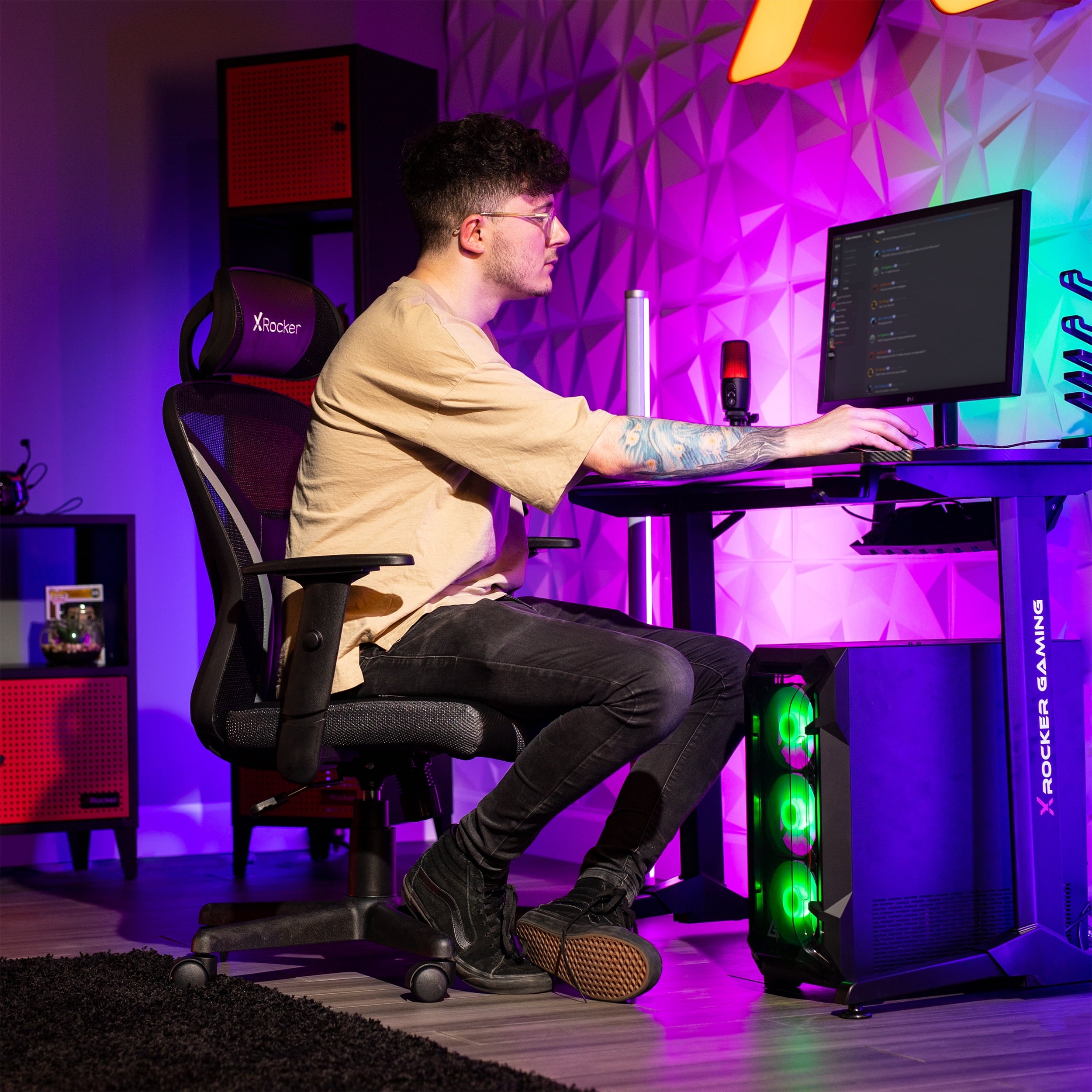 X Rocker Voyage Mesh Gaming Chair, Black, 24.8 x 25 x 41.92-45.66