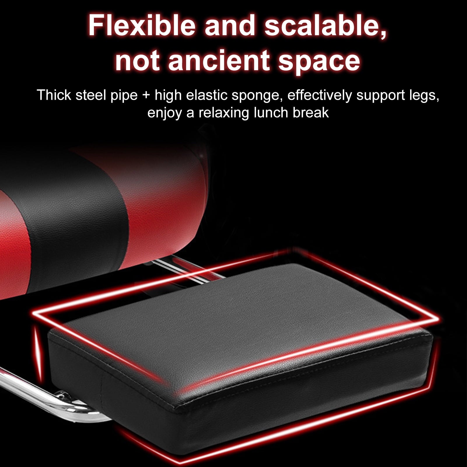 Trendix Gaming Chair with Bluetooth-compatible Speakers and LED Lights, Retractable Footrest, Ergonomic Massage Video Game Chair High Back with Lumbar Support, Height Adjustable (Red)