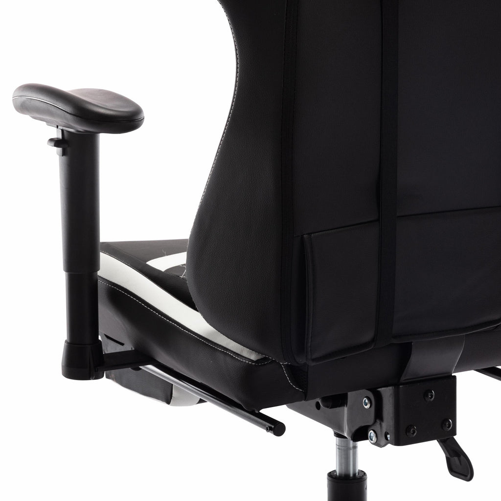 Furniture of America Haver Adjustable Gaming Chair, White and Black