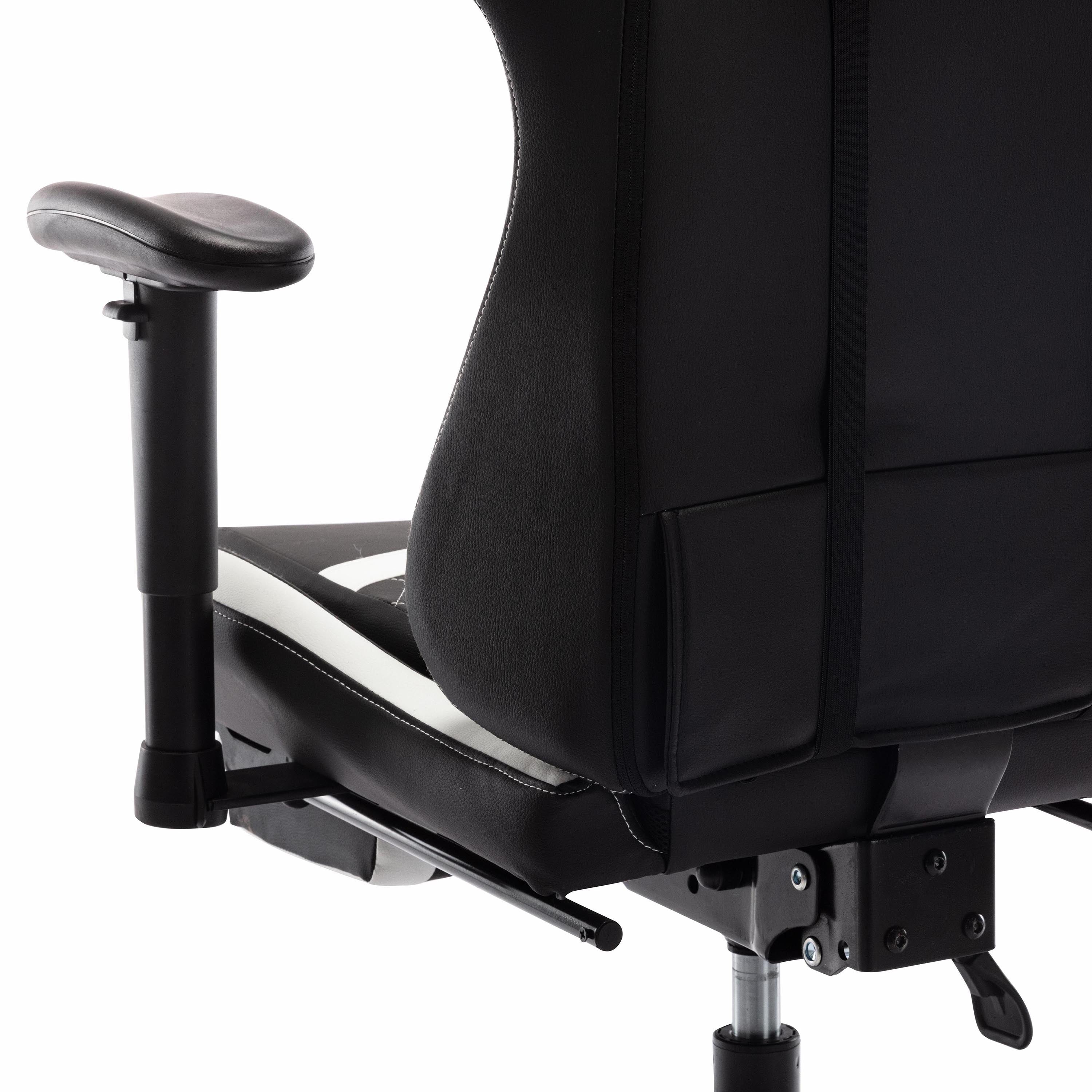 Furniture of America Haver Adjustable Gaming Chair, White and Black