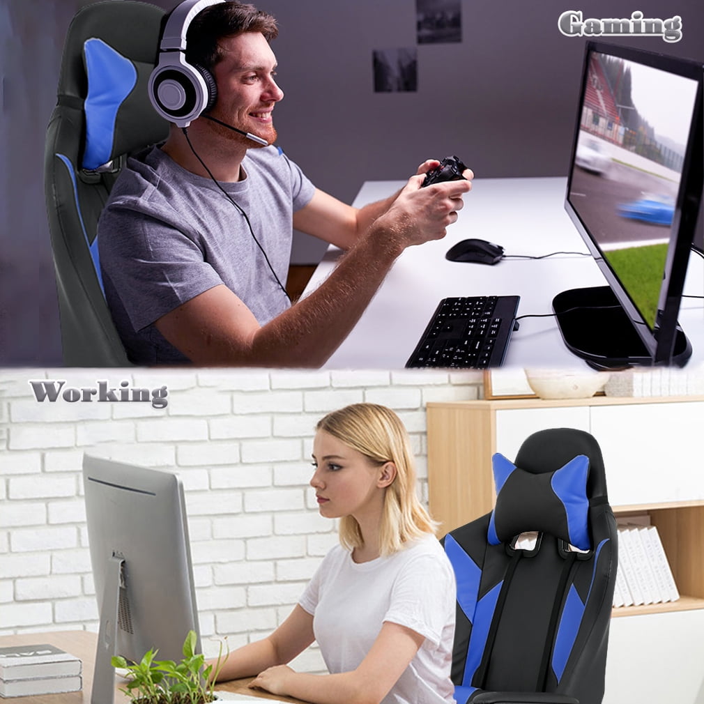 BestOffice Ergonomic & Lumbar Support Swivel Gaming Chair, Blue