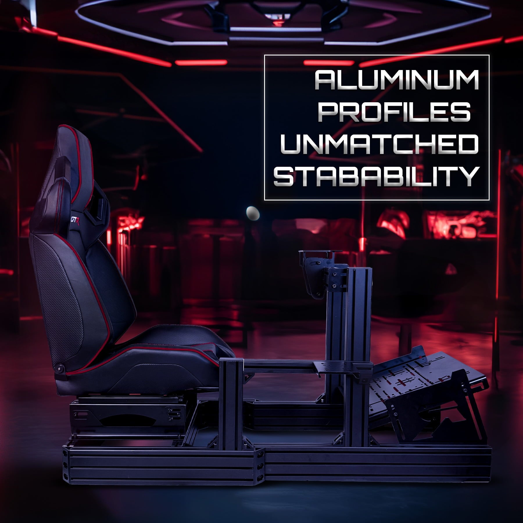 GTR Simulator GTA Revolution Racing Cockpit Video Game Chair w/ Black/Red Seat & Universal Mount