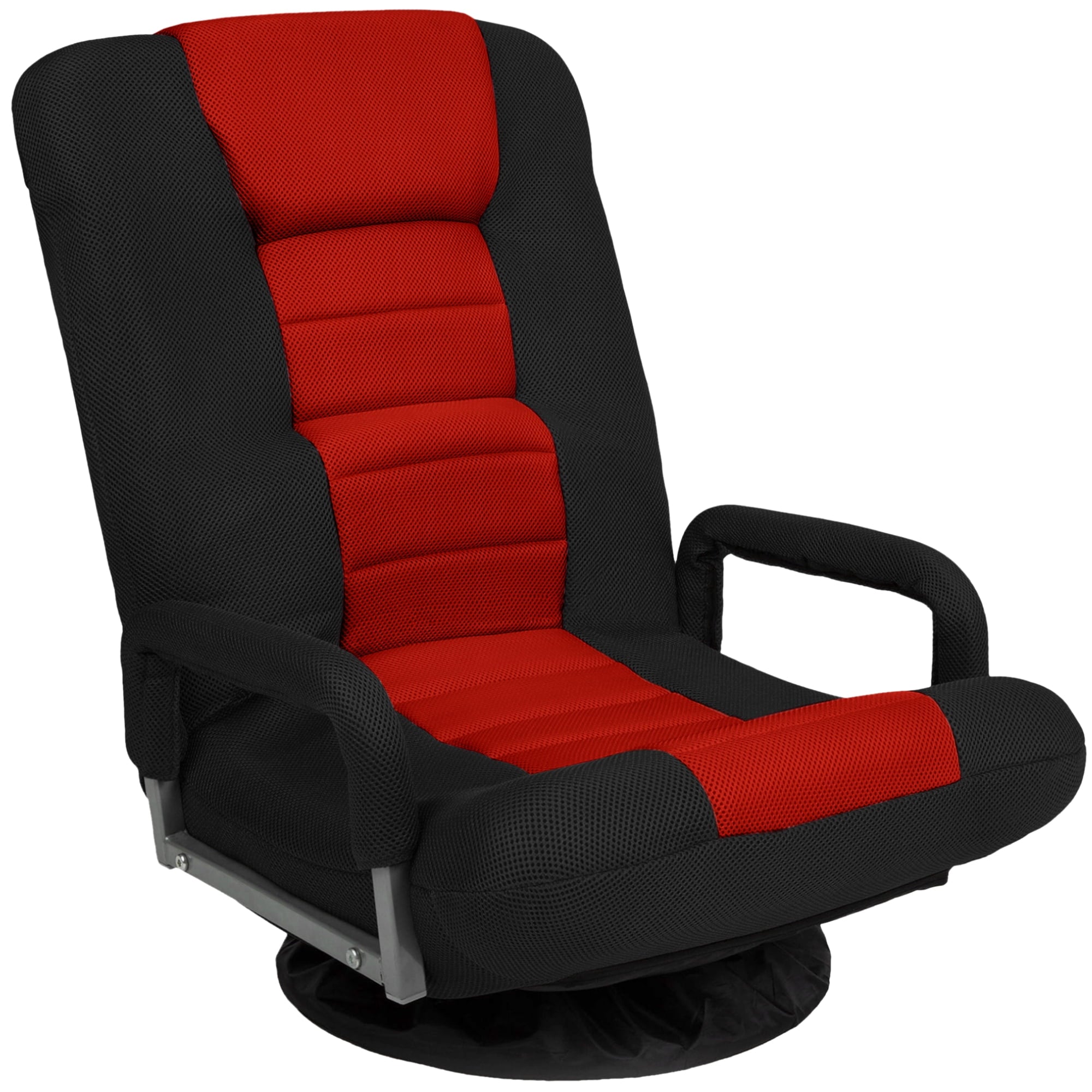 Best Choice Products 360-Degree Swivel Gaming Floor Chair w/ Armrest Handles, Foldable Adjustable Backrest - Black/Red