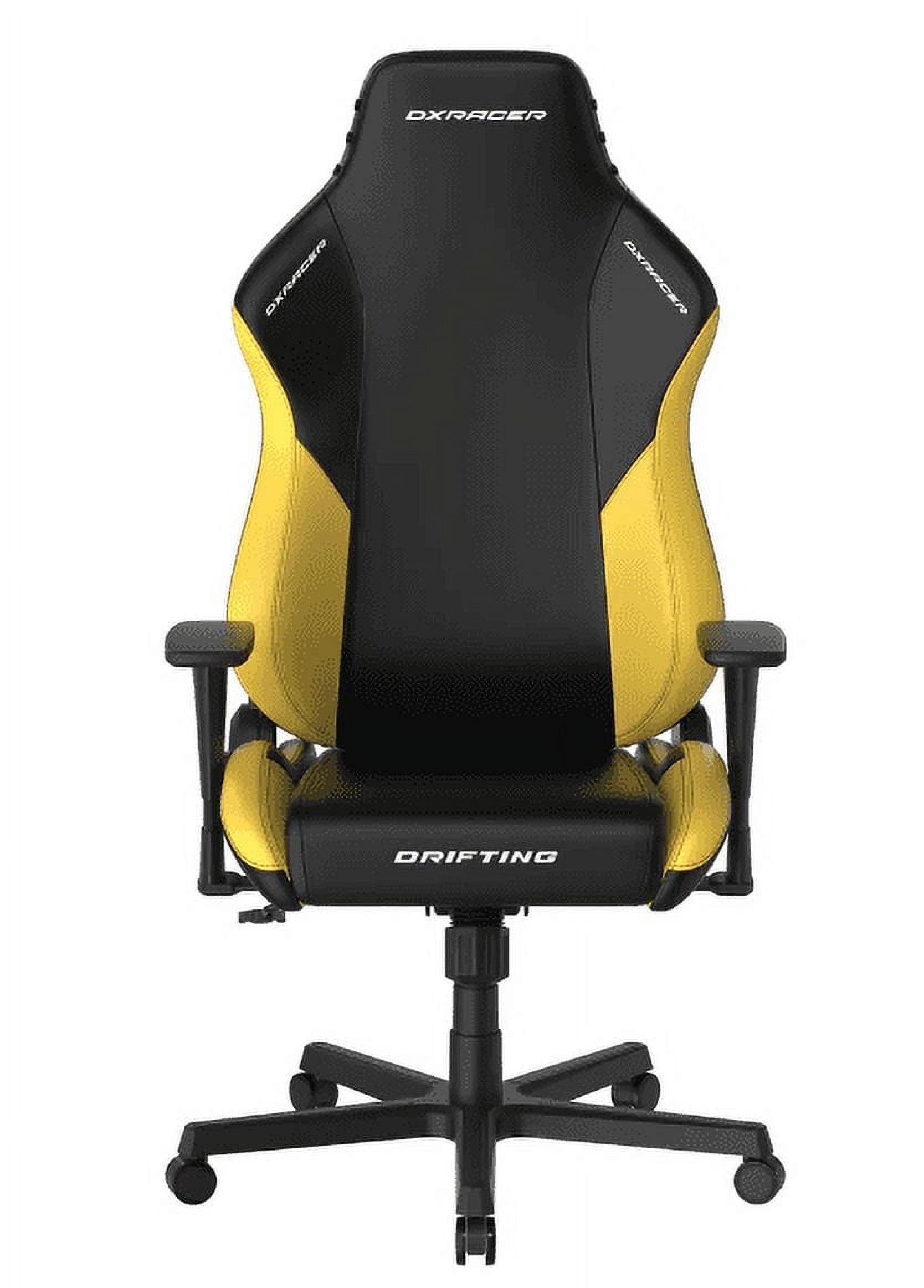 DXRacer Drifting Series Ergonomic Gaming Chair with PVC Leather, High Back Racing Style Office Recliner Adjustable Swivel Gaming Chair, Black and Yellow