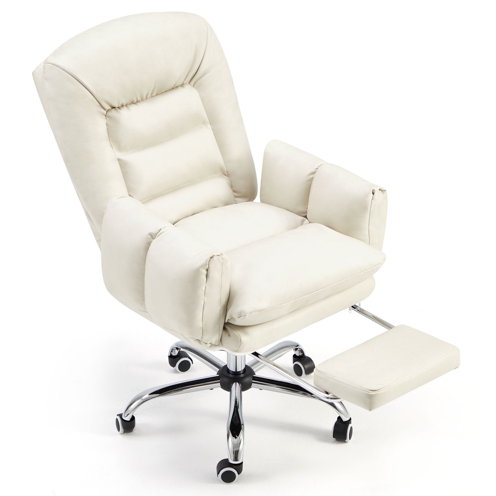 EROMMY Office Chair with Adjustable Height, Ergonomic Office Chair, Computer Chairs for Home, 90-180° Tiltable High Backrest, Beige