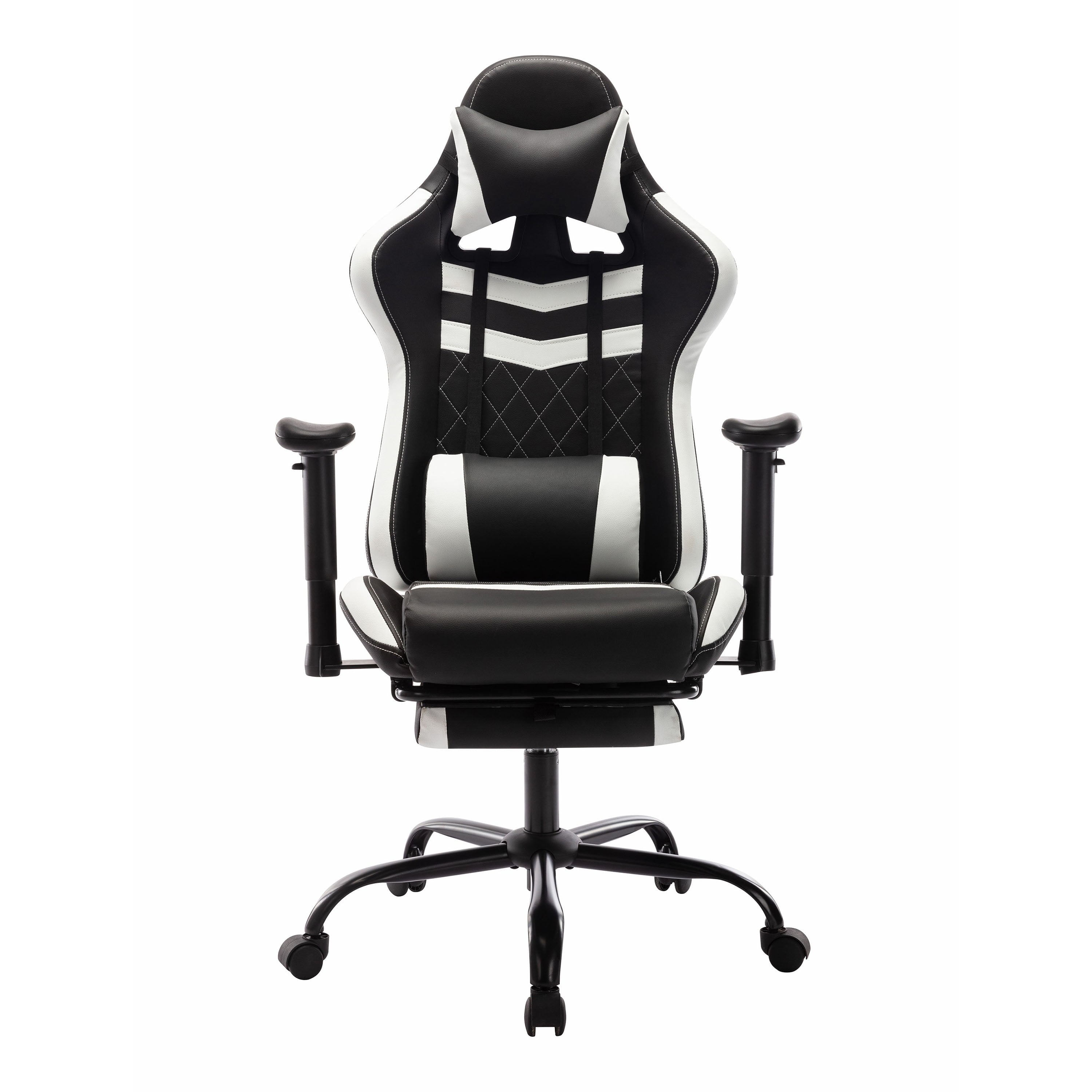 Furniture of America Haver Adjustable Gaming Chair, White and Black