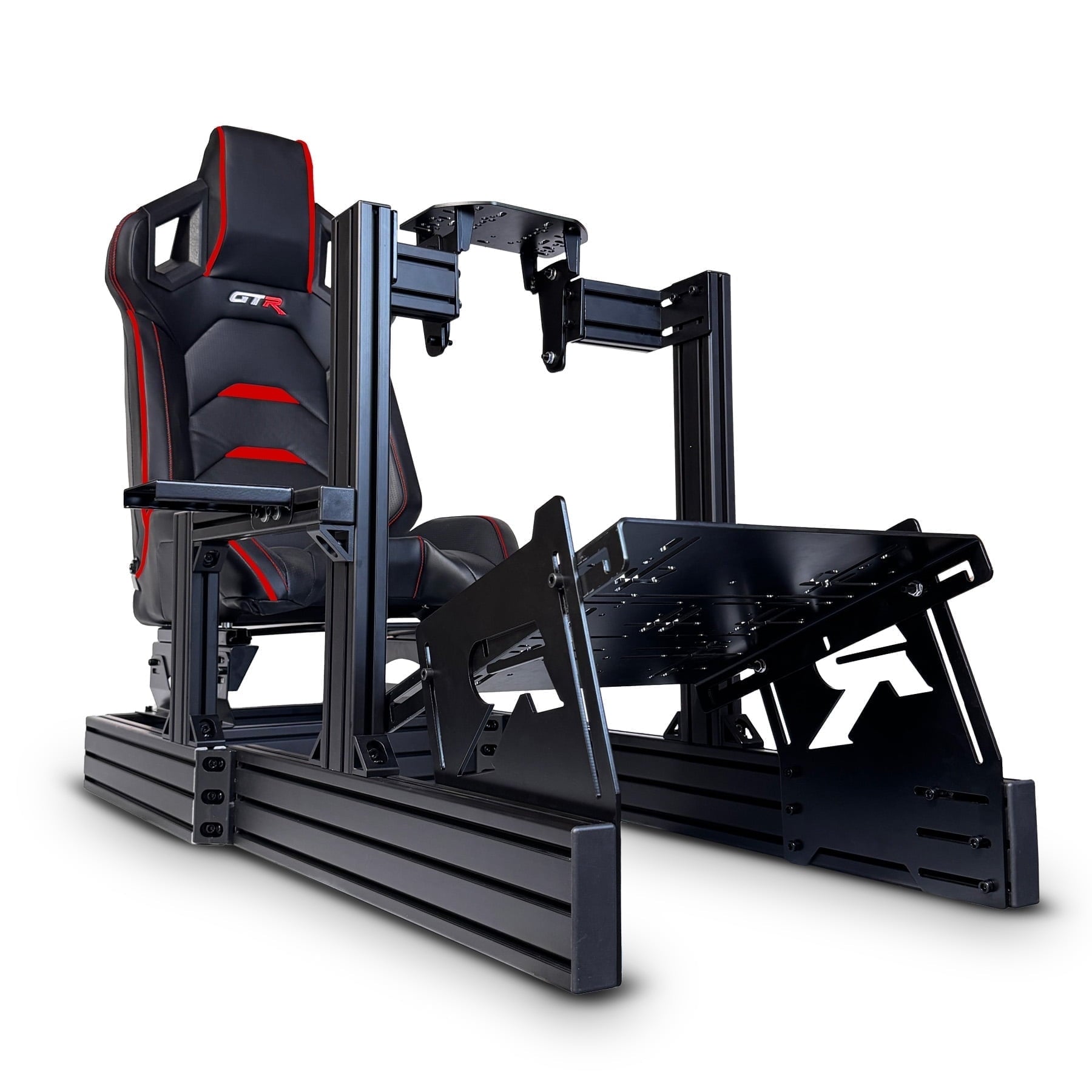 GTR Simulator GTA Revolution Racing Cockpit Video Game Chair w/ Black/Red Seat & Universal Mount