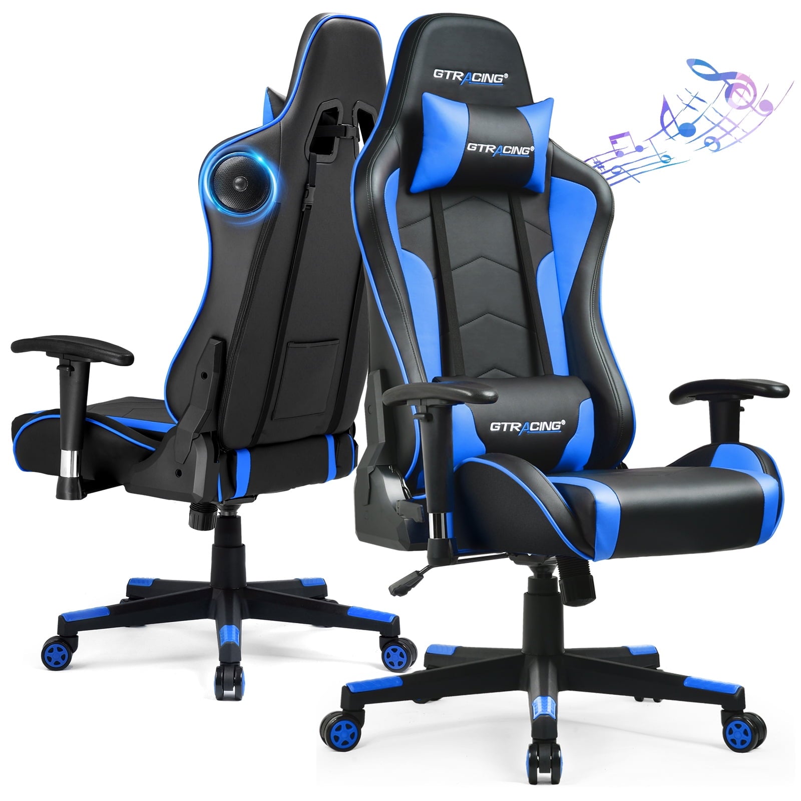 GTRACING Gaming Chair with Bluetooth Speakers High Back Office PU Chair, Purple