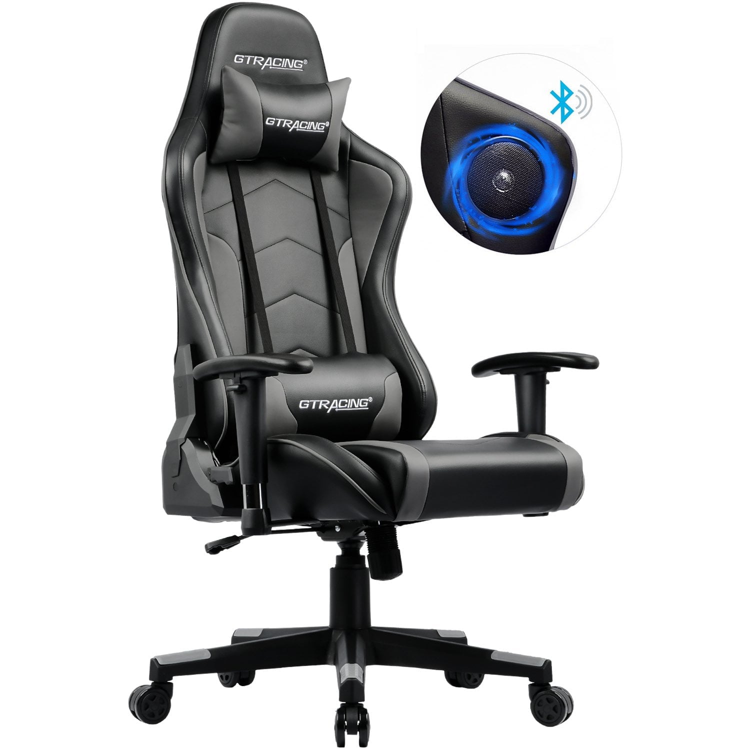 GTRACING Gaming Chair with Bluetooth Speakers High Back Office PU Chair, Purple