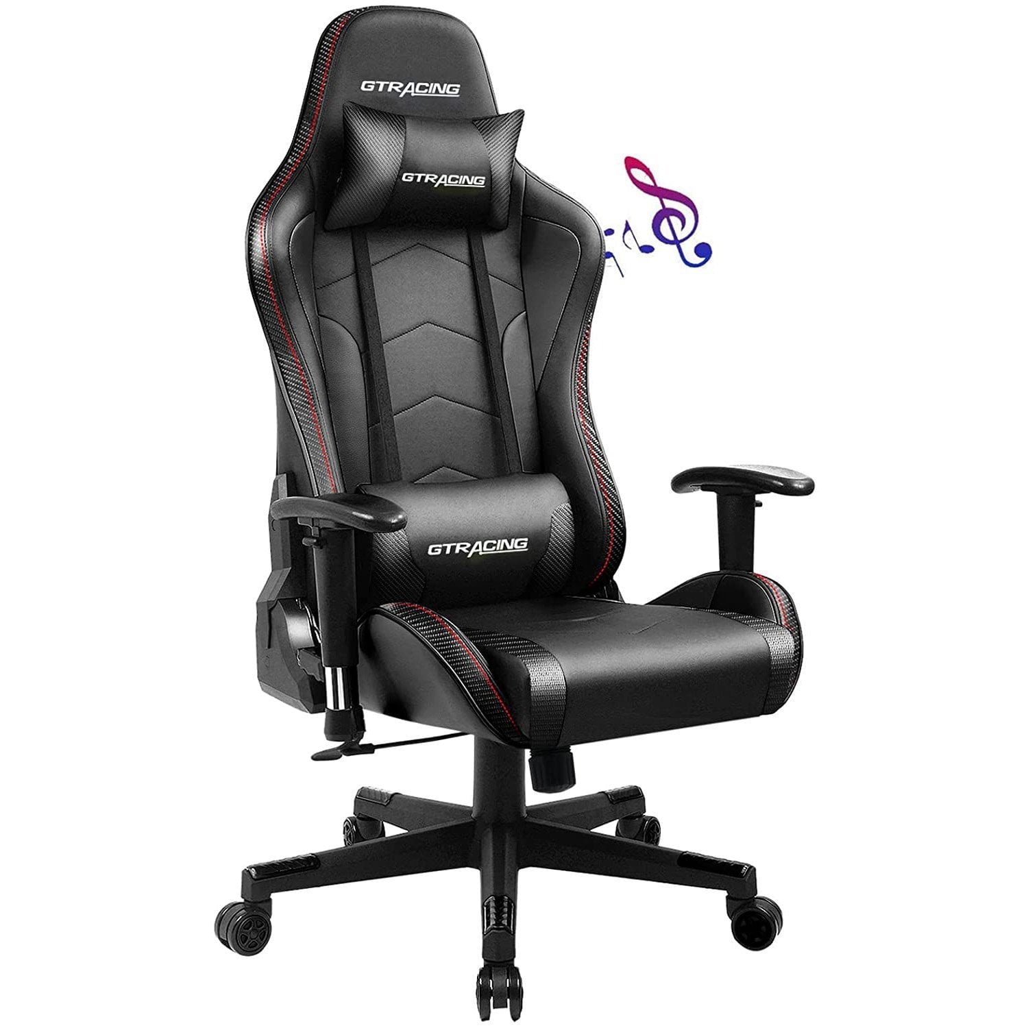 GTRACING Gaming Chair with Bluetooth Speakers High Back Office PU Chair, Purple