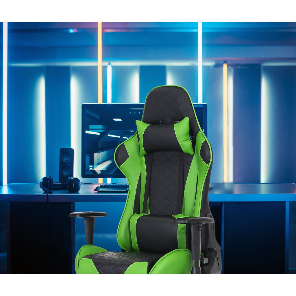 Hanover Commando Green & Black Ergonomic Racer Gaming Chair | Height Adjustable Gas Lift | Tilt Recline | High Quality Padding | HGC0115