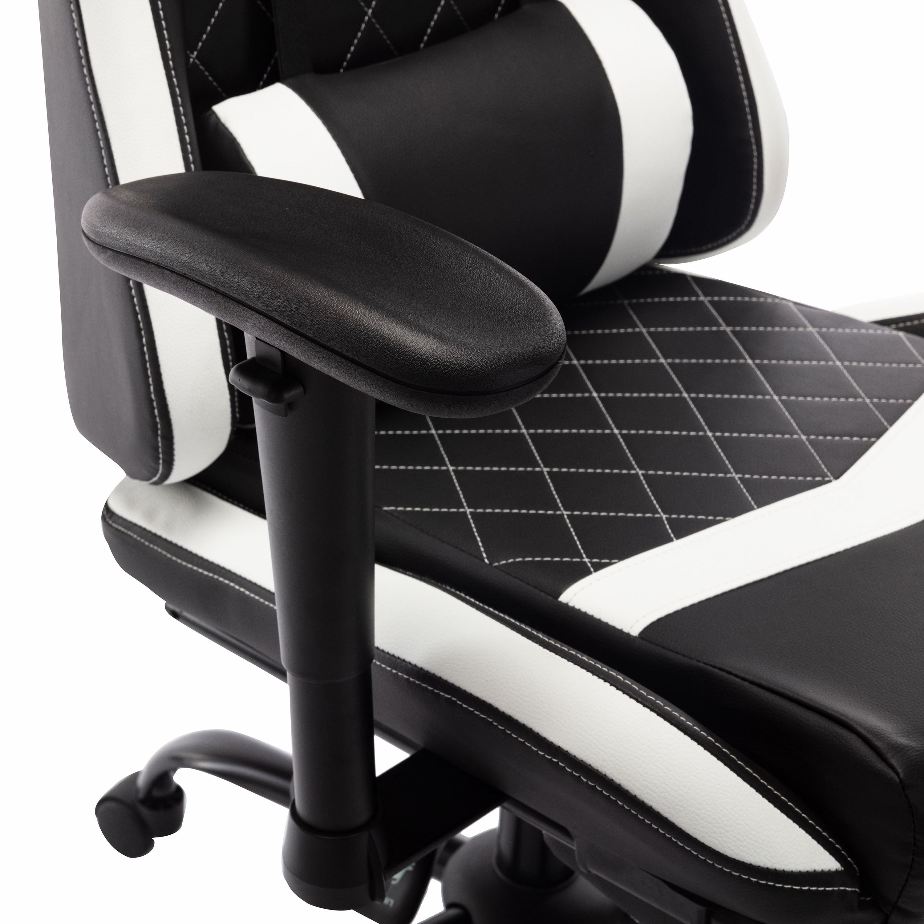 Furniture of America Haver Adjustable Gaming Chair, White and Black