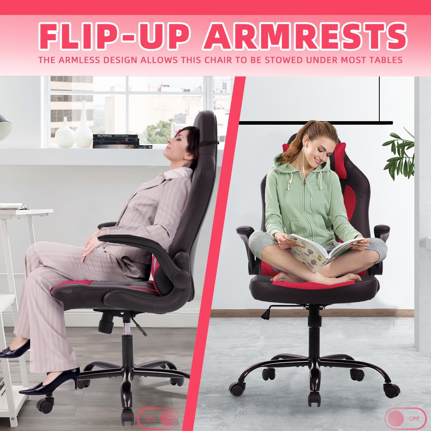 CL.HPAHKL High Back Gaming Chair, Ergonomic Racing Office Style Gaming Chair, 360° Rotating Computer Chair with Headrest, Suitable for Adult Unisex Office Chair (RED)