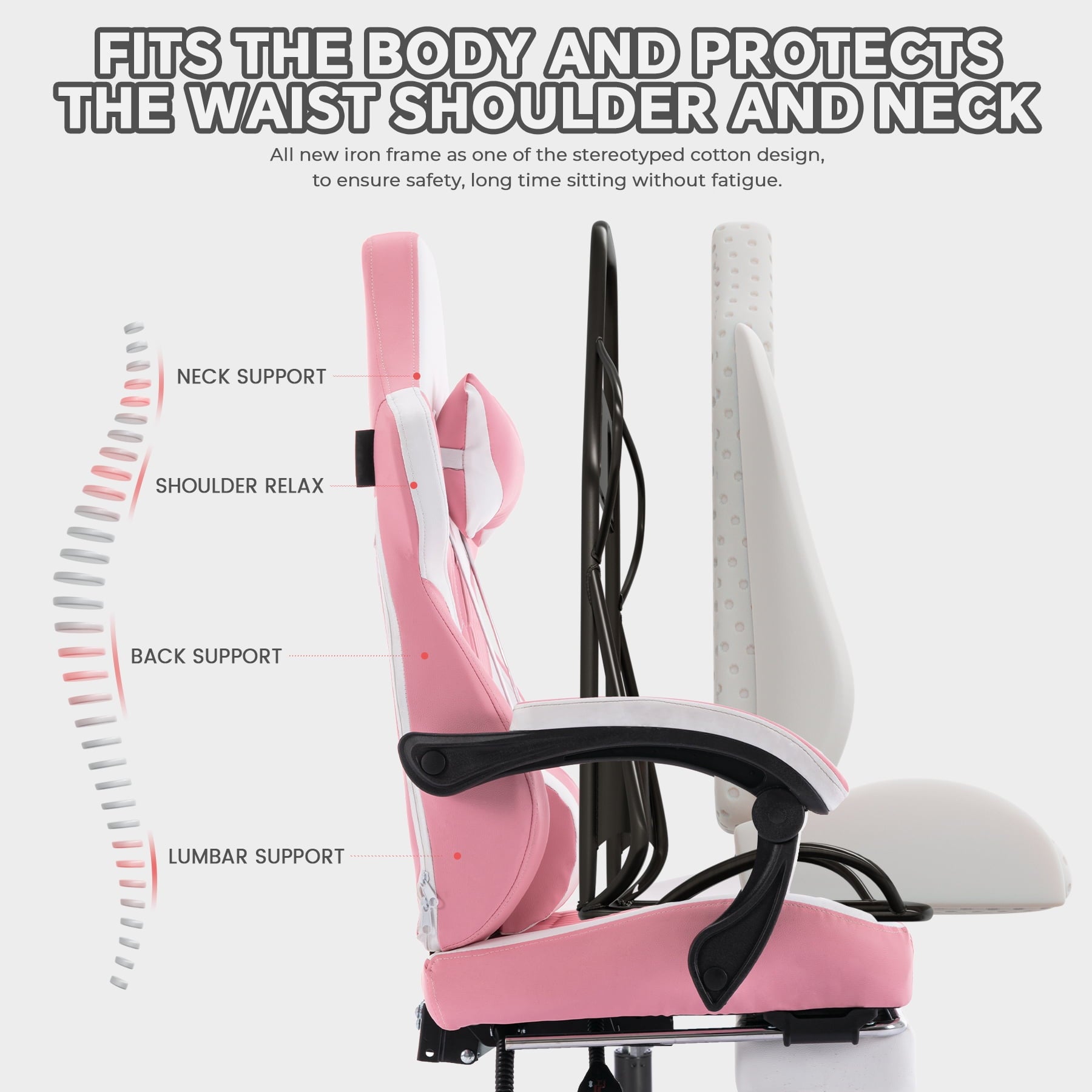 Bananova Ergonomic Gaming Chair High Back Office Chair with Lumbar Support and Adjustable Armrests Swivel Racing Chair, Pink