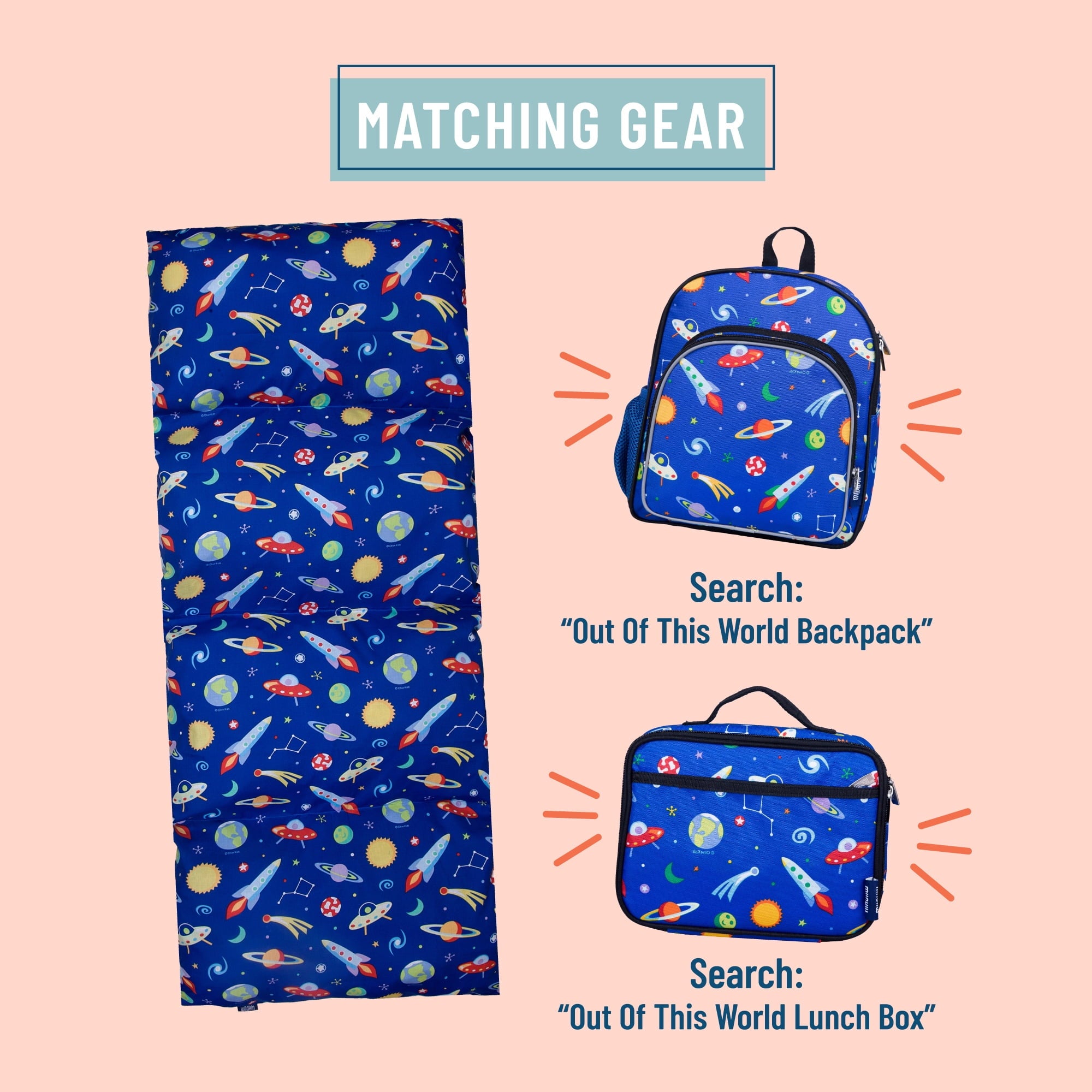 Wildkin Kids Floor Lounger for Boys and Girls, Cotton Polyester Materials Features Separate pillow pockets with envelope closure (Out of This World)