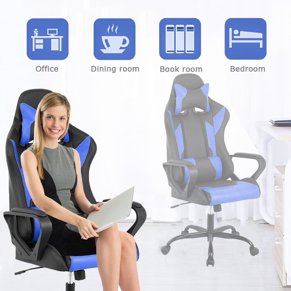 BestOffice Ergonomic & Lumbar Support Swivel Gaming Chair, Blue