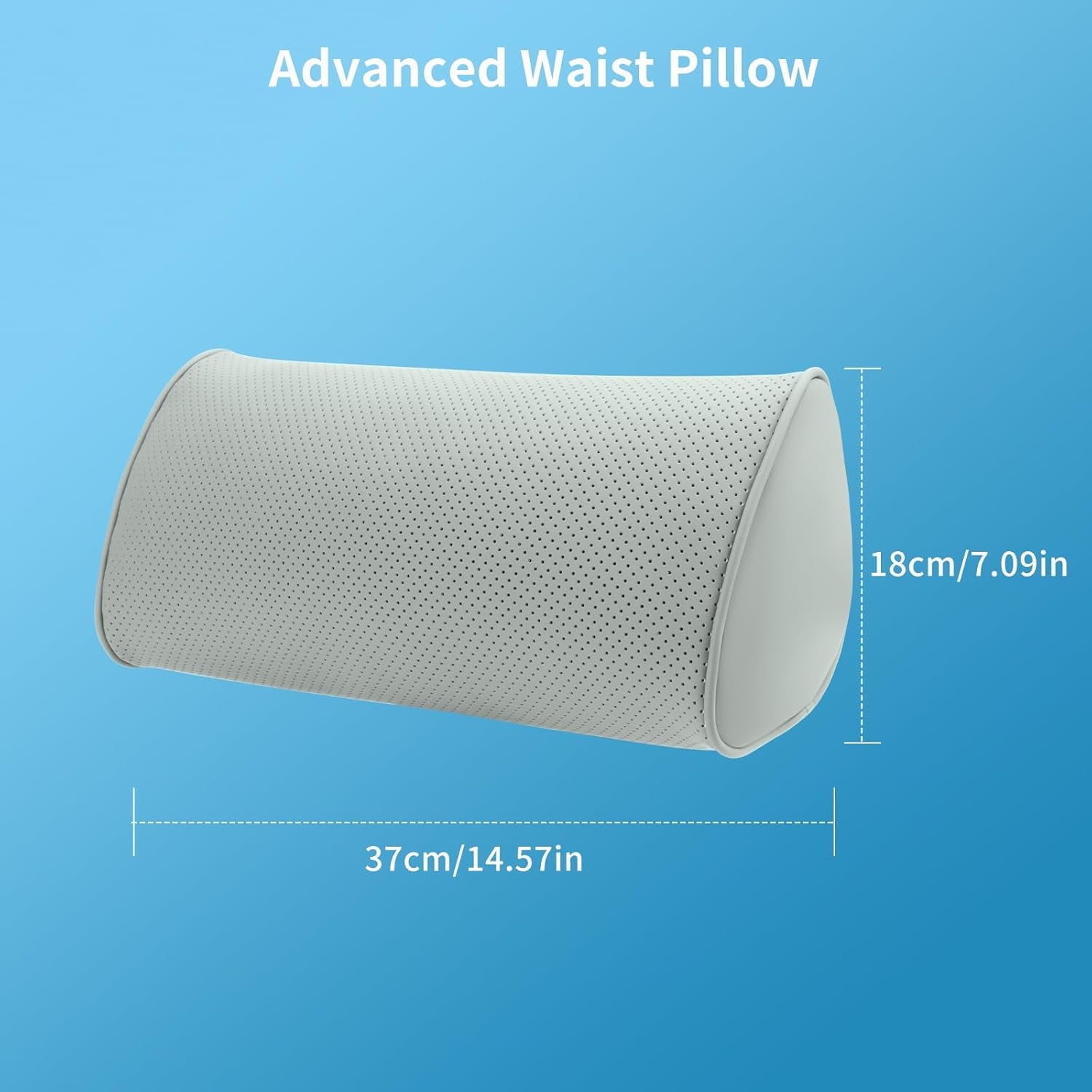 Lumbar Support Pillow for Car Seat and Office Chair, Gaming Chair, Ergonomic Memory Foam Back Cushion Lower Back Pain Relief, Luxury Leather Back Support Pillow, Gray