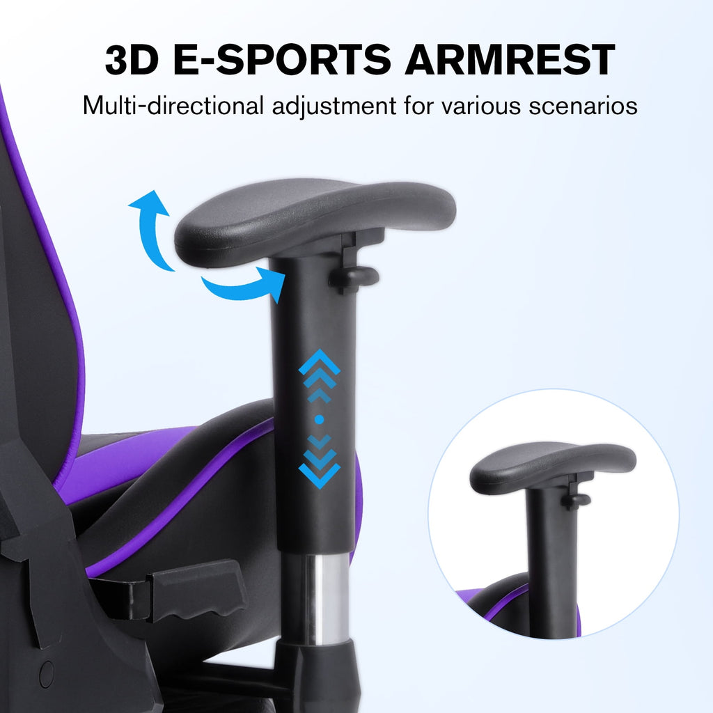 GTRACING Gaming Chair with Bluetooth Speakers High Back Office PU Chair, Purple